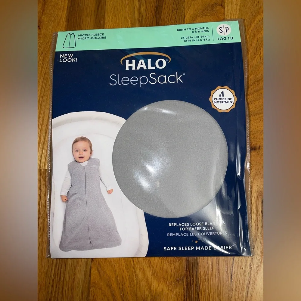 Halo micro-fleece sleep sack. NWOT. Gray. Size Small (birth to 6 months)
